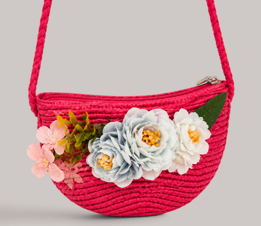 Bolso de Rafia con Flores
