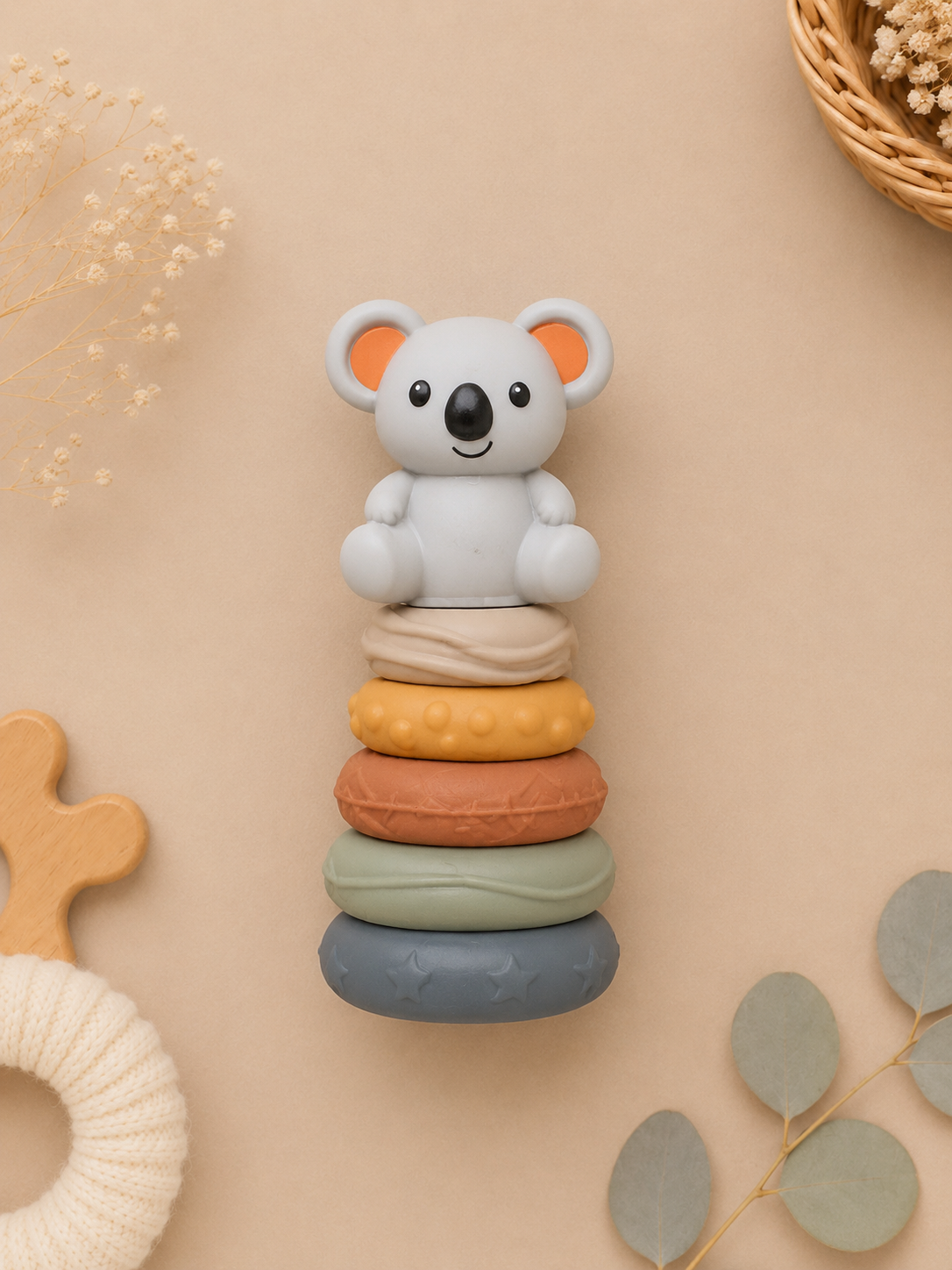Juguete Sensorial de Silicona Koala Apilable- Gamberritos