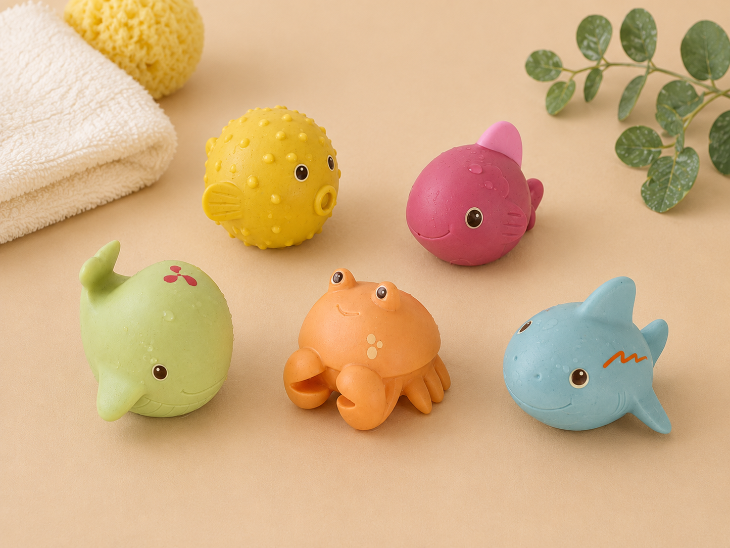 Juguetes de Baño Sensoriales para Bebé – Set Animales Marinos Kiokids