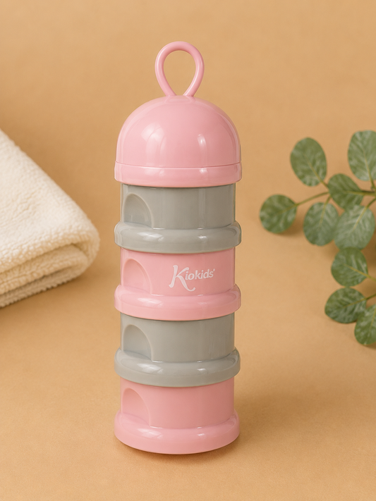 Dosificador de Leche en Polvo Kiokids Rosa – 4 Compartimentos
