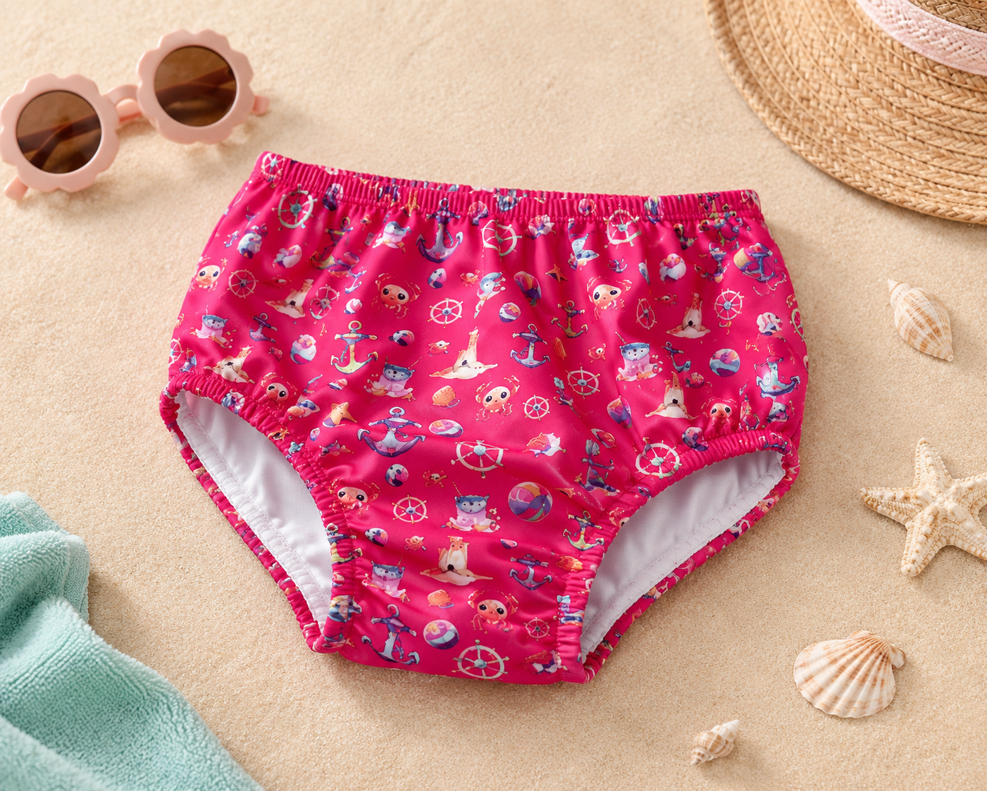 Braguita de Baño Bebé Estampado Marino Rosa Fucsia