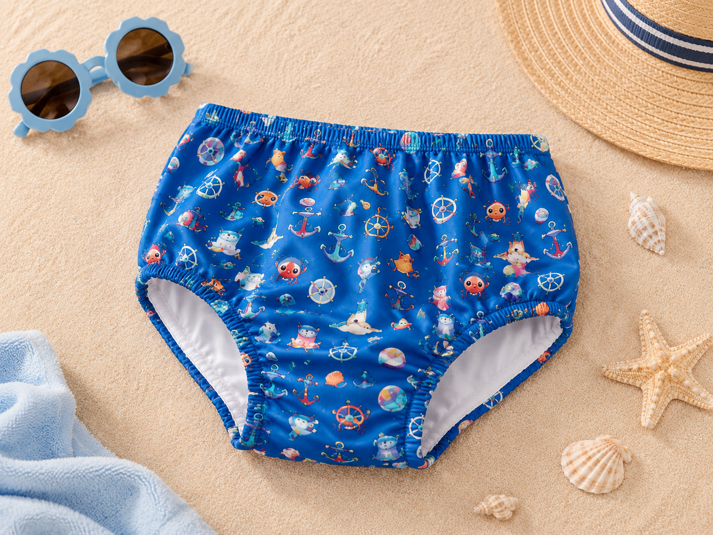 Calzoncillo de Baño Bebé Estampado Azul Marino
