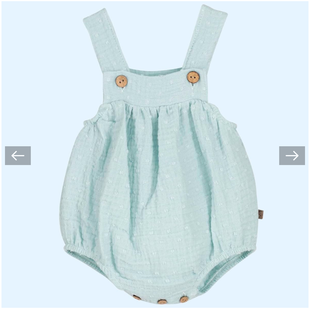 Peto bebé de rayas mint con botones de madera