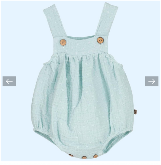 Peto bebé de rayas mint con botones de madera
