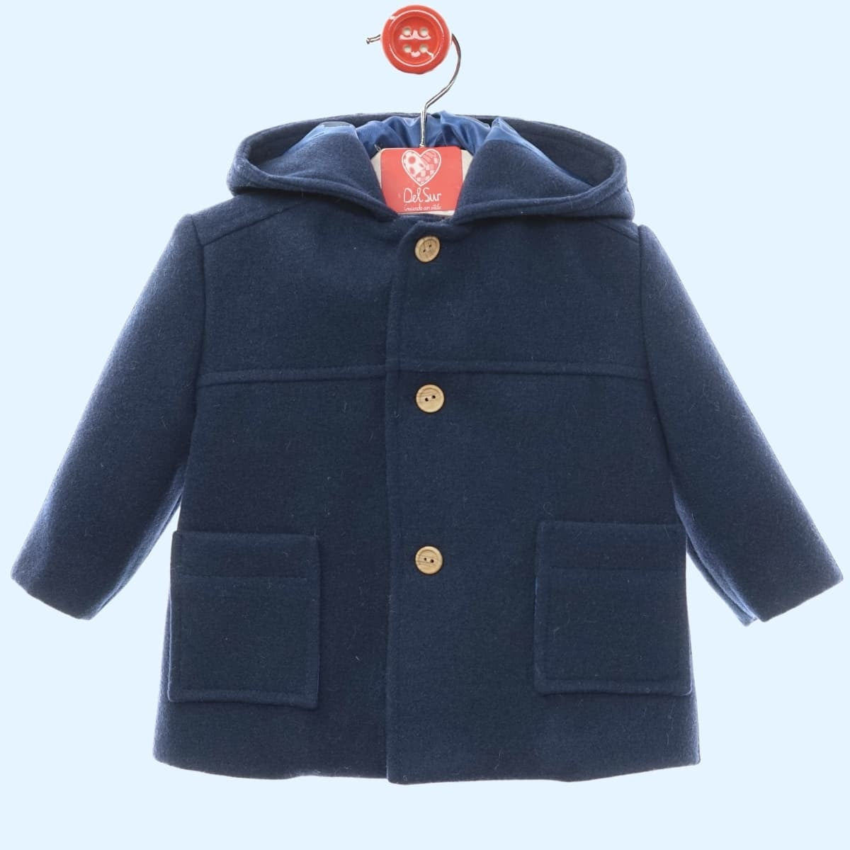 Abrigo de Paño con Capucha para Bebé - Azul