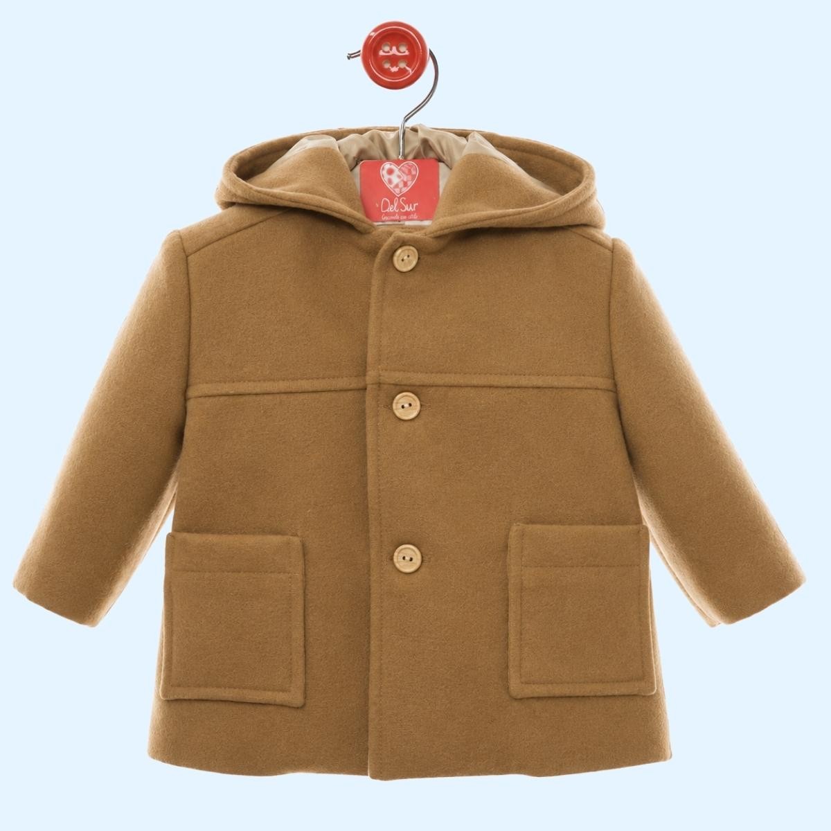Abrigo de Paño con Capucha para Bebé - Beige