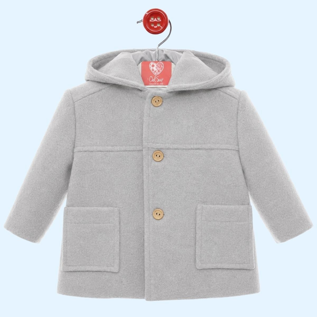Abrigo de Paño con Capucha para Bebé - Gris