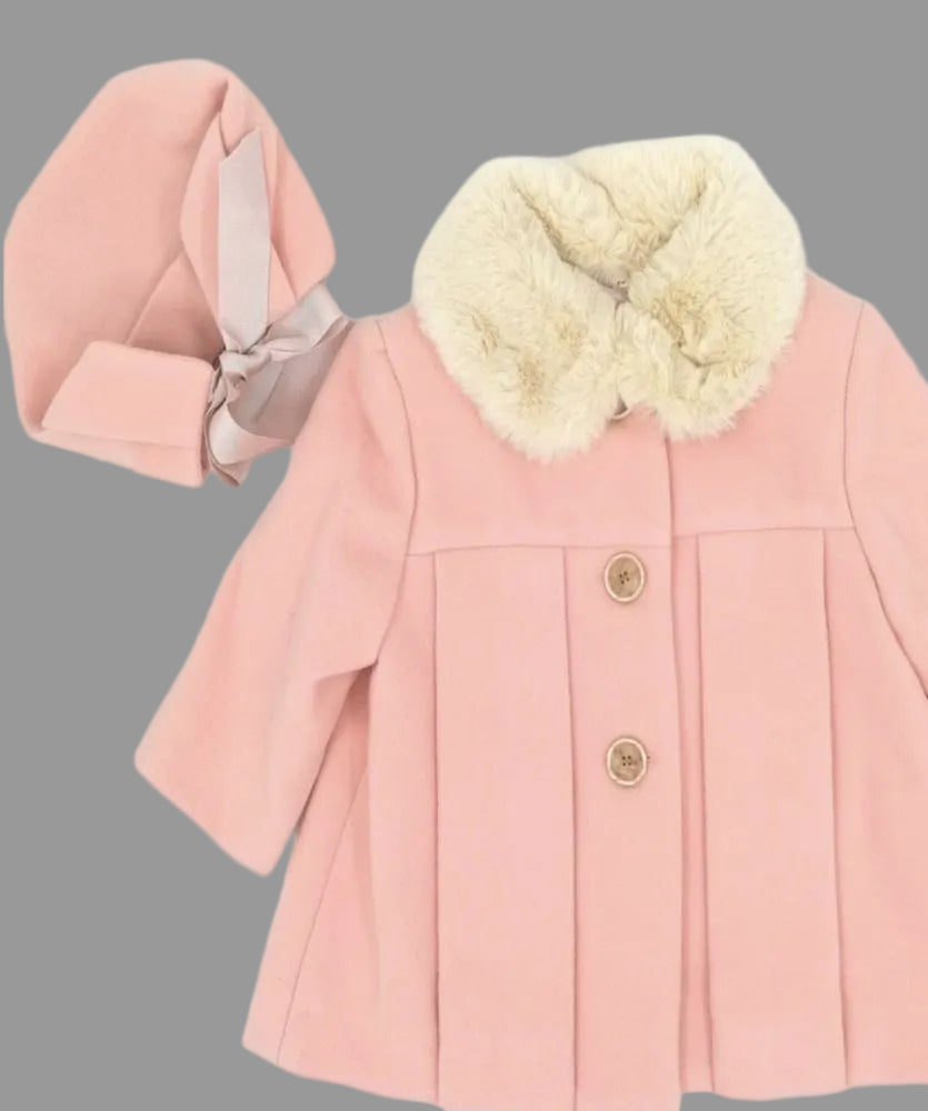 Abrigo de Paño con Capota DEL SUR - Rosa Empolvado
