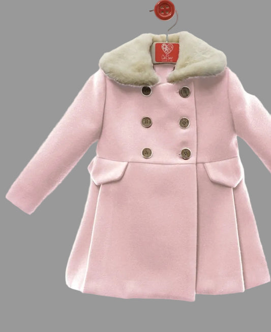 Abrigo de Paño con Cuello de Pelo DEL SUR - Rosa