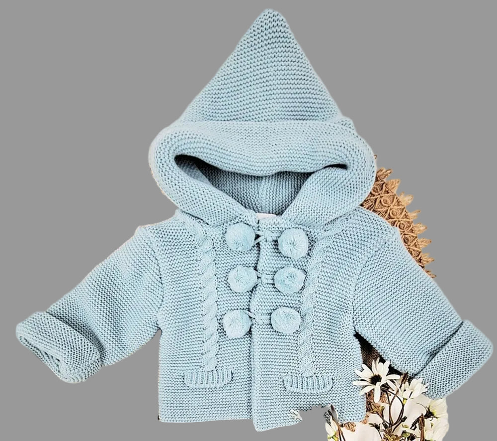 Abrigo de Punto con Borlas BABY FASHION - Verde Agua
