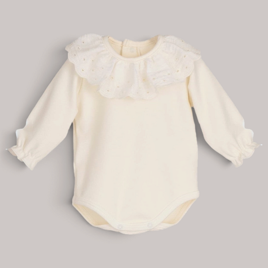 Body Tula Crudo con Cuello de Bordado Inglés CALAMARO