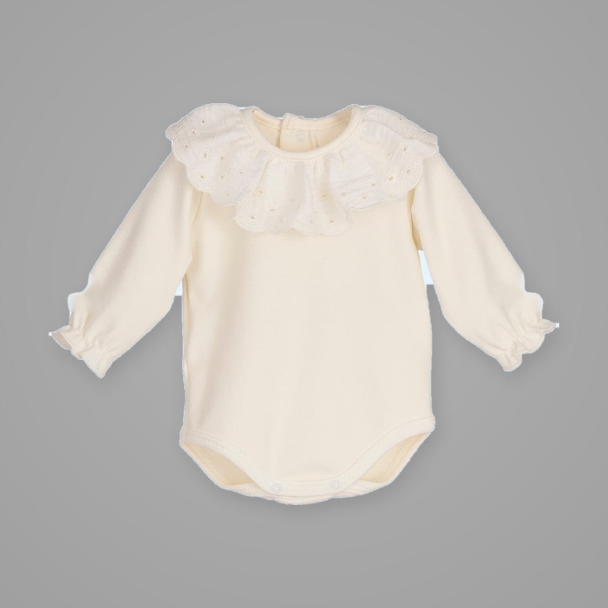 Body Tula Crudo con Cuello de Bordado Inglés CALAMARO