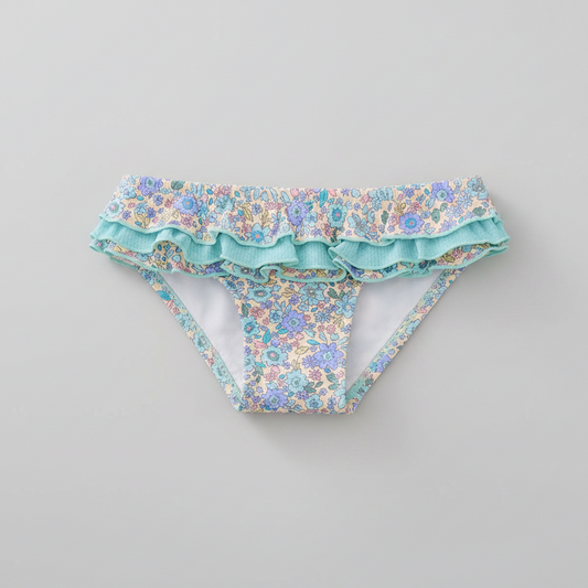 Braguita de Bikini Bebé Niña Estampado Floral con Volantes Azul Agua
