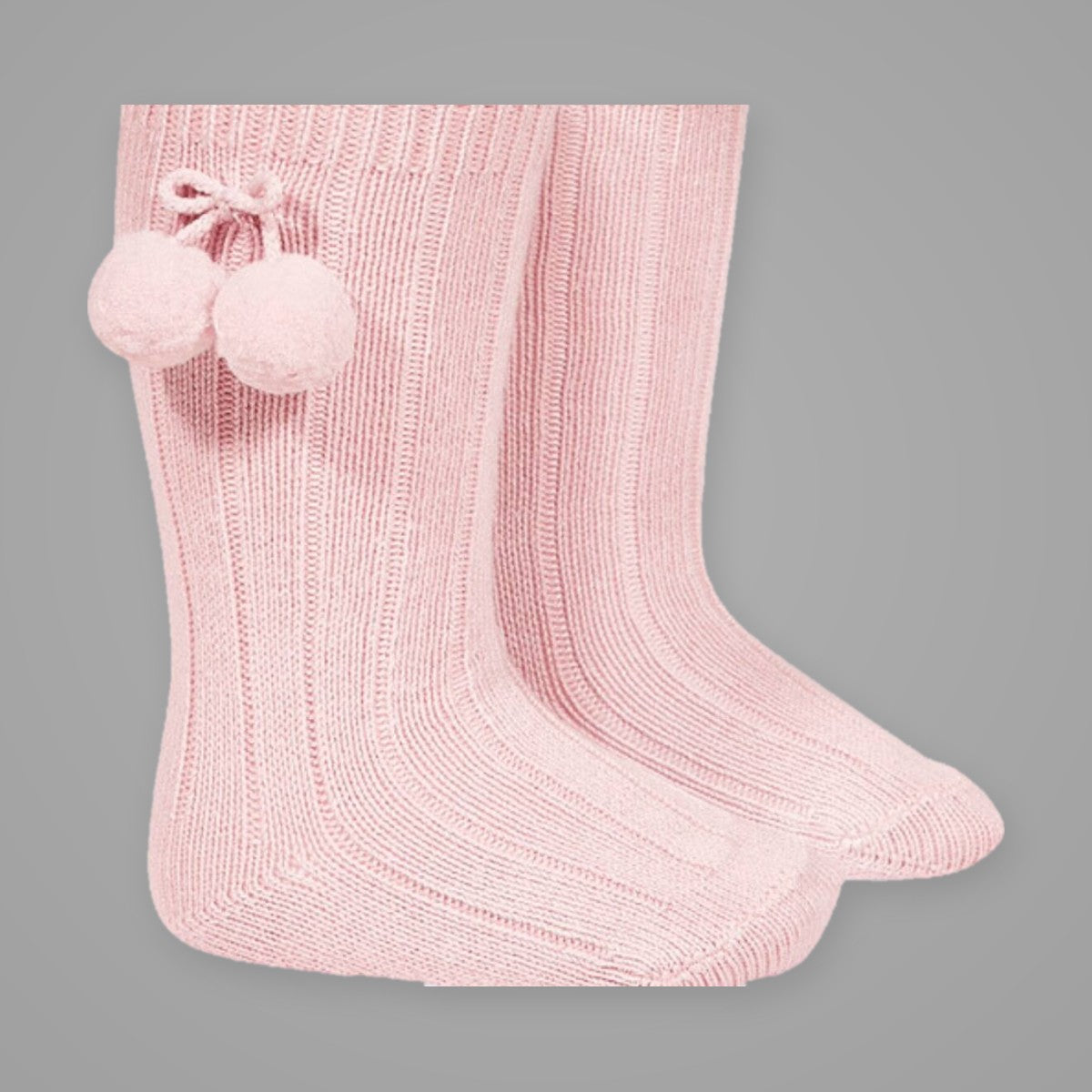 Calcetín Alto de Canalé con Borlas CÓNDOR - Rosa