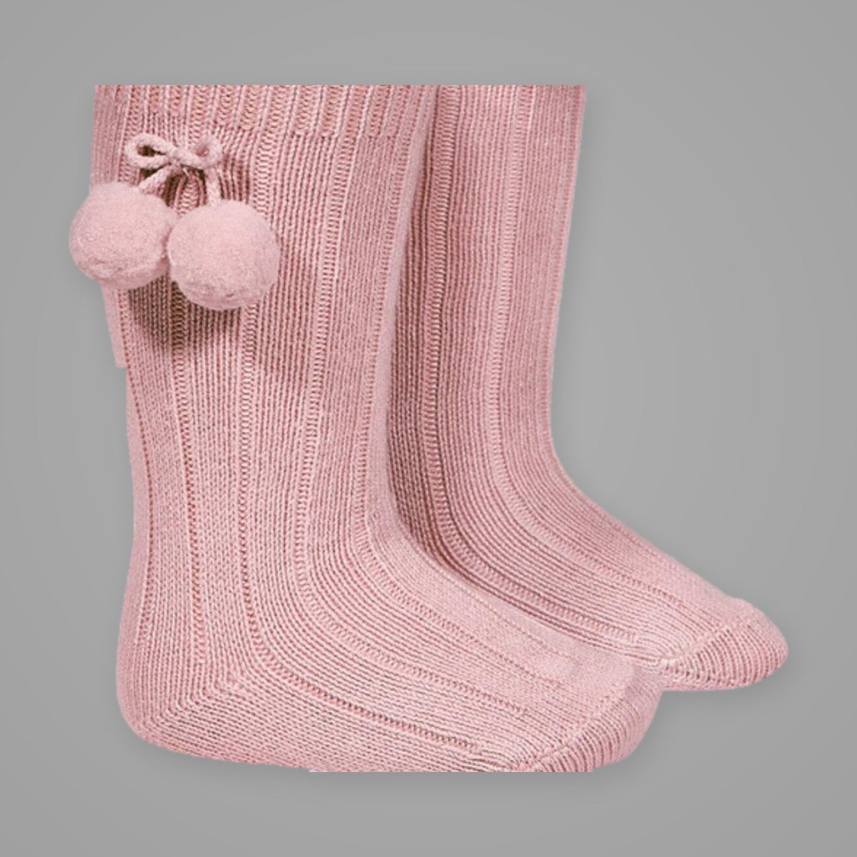 Calcetín Alto de Canalé con Borlas CÓNDOR - Rosa Palo