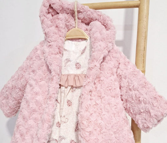 Conjunto Abrigo de Pelo Rosa y Vestido GLORY BEBÉ