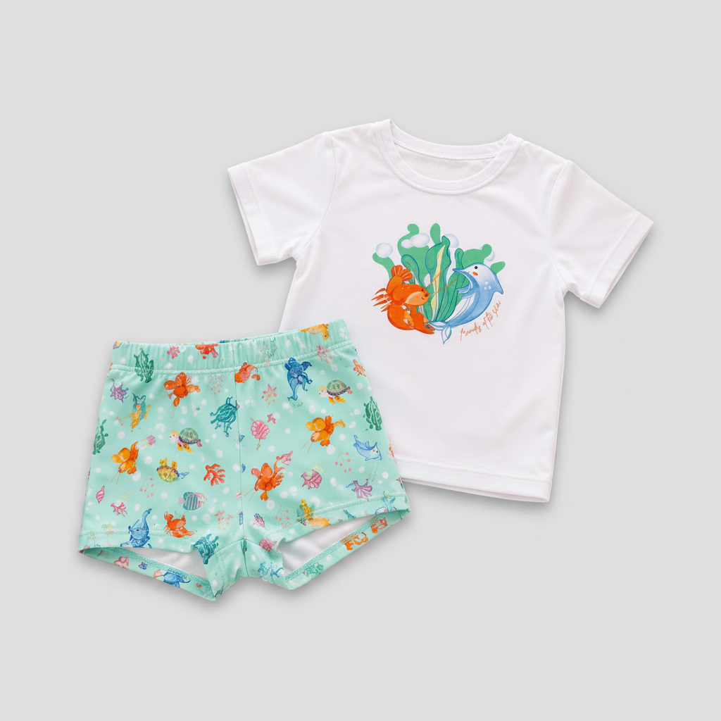 Conjunto baño bebé niño fondo gris perla