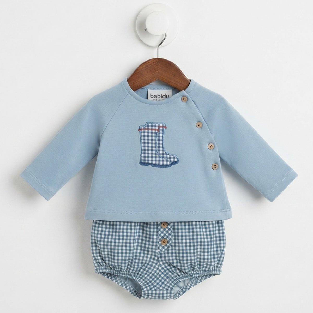 Conjunto Bebé Azul con Cuadros – Algodón Clásico