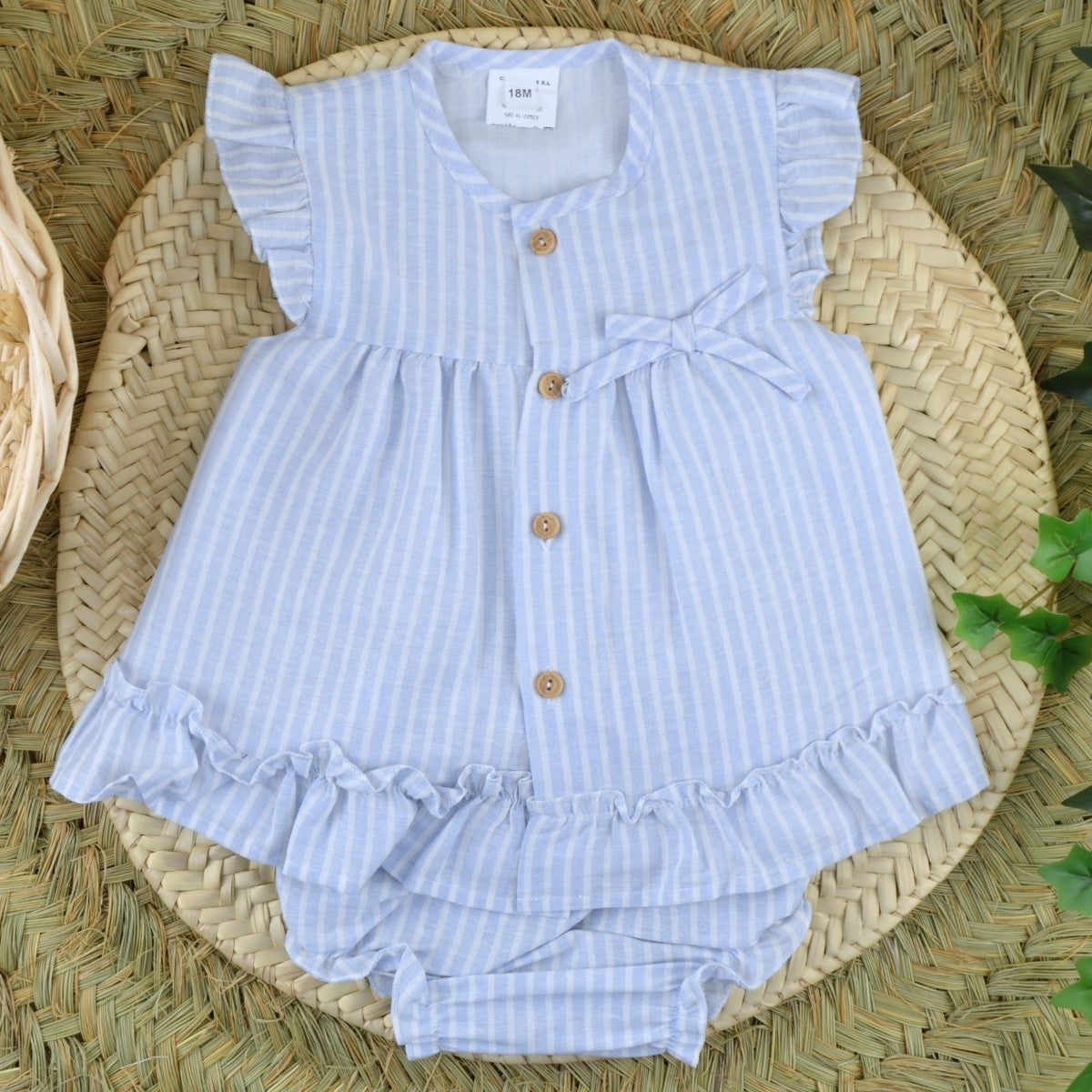 Conjunto Bebé Chambrita y Braguita Rayas Mar
