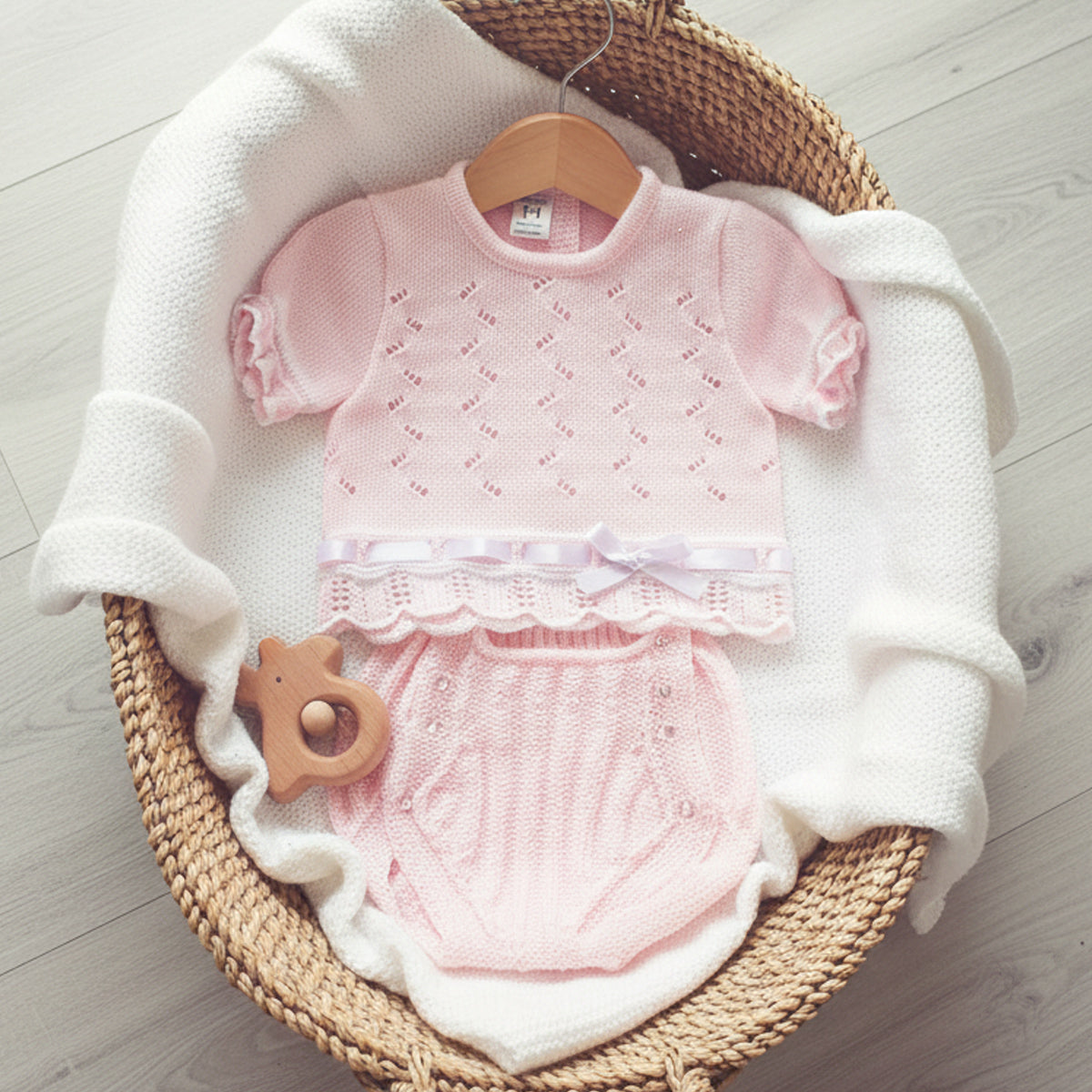 Conjunto Bebé de Punto LA CASITA - Rosa