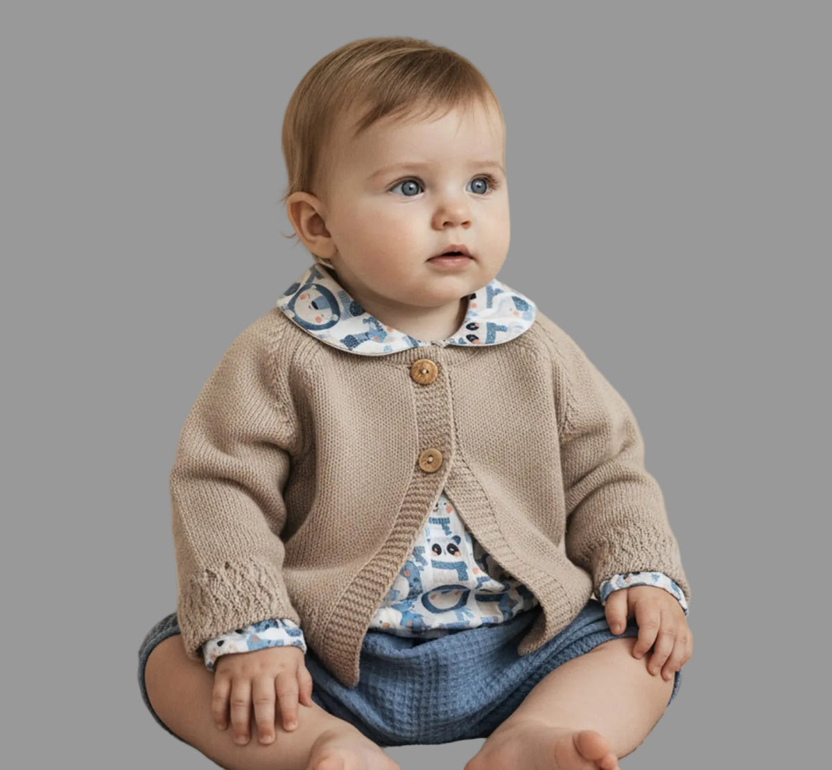 Conjunto con Chaqueta de Punto y Blusa de Animales BABY FASHION
