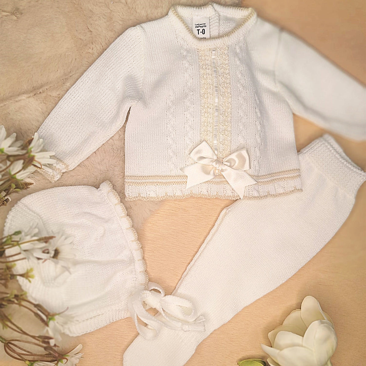 Conjunto de Punto con Capota y Patucos LA CASITA DE PEPITO