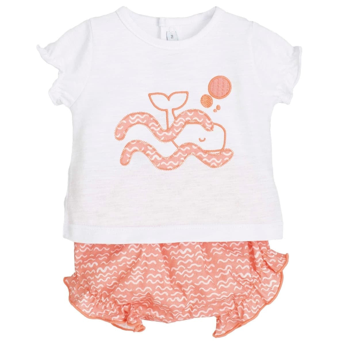 Conjunto Bebé Ballena Coral – Algodón Verano