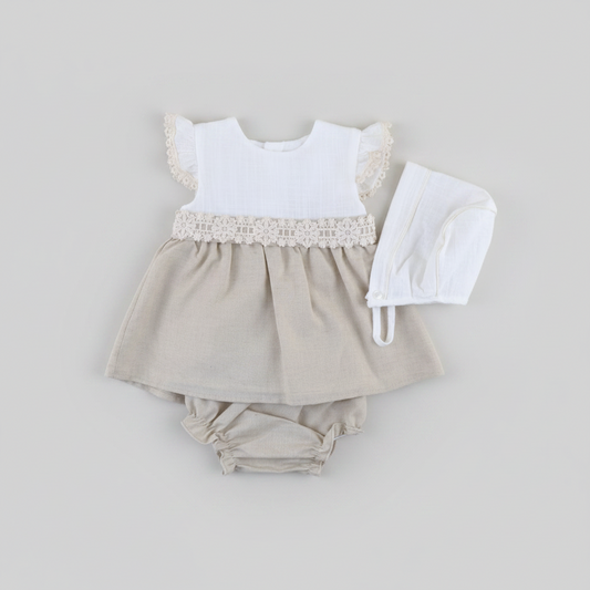 Conjunto Bebé Chambrita, Braguita y Capota Aria