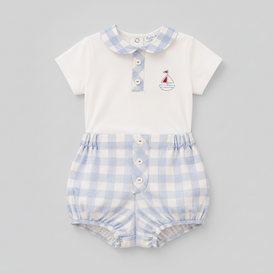 Conjunto Marinero Cuadros Celeste