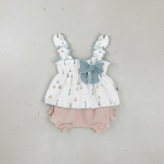 Conjunto con Lazo y Braguita para Bebé Niña