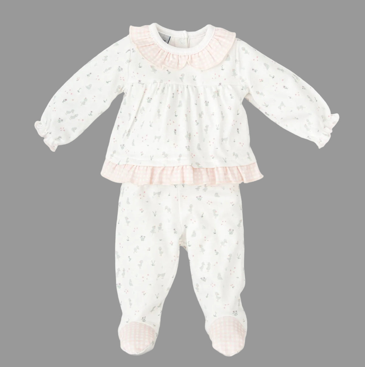 Conjunto Bebé Nido Rosa con Volantes BABIDU