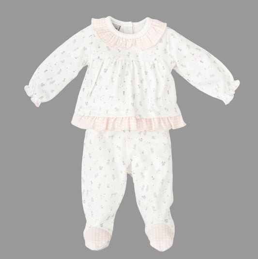 Conjunto Bebé Nido Rosa con Volantes BABIDU