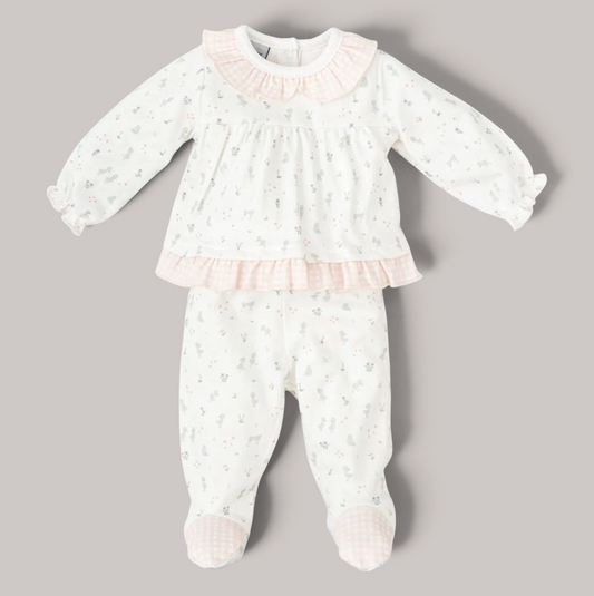 Conjunto Bebé Nido Rosa con Volantes BABIDU