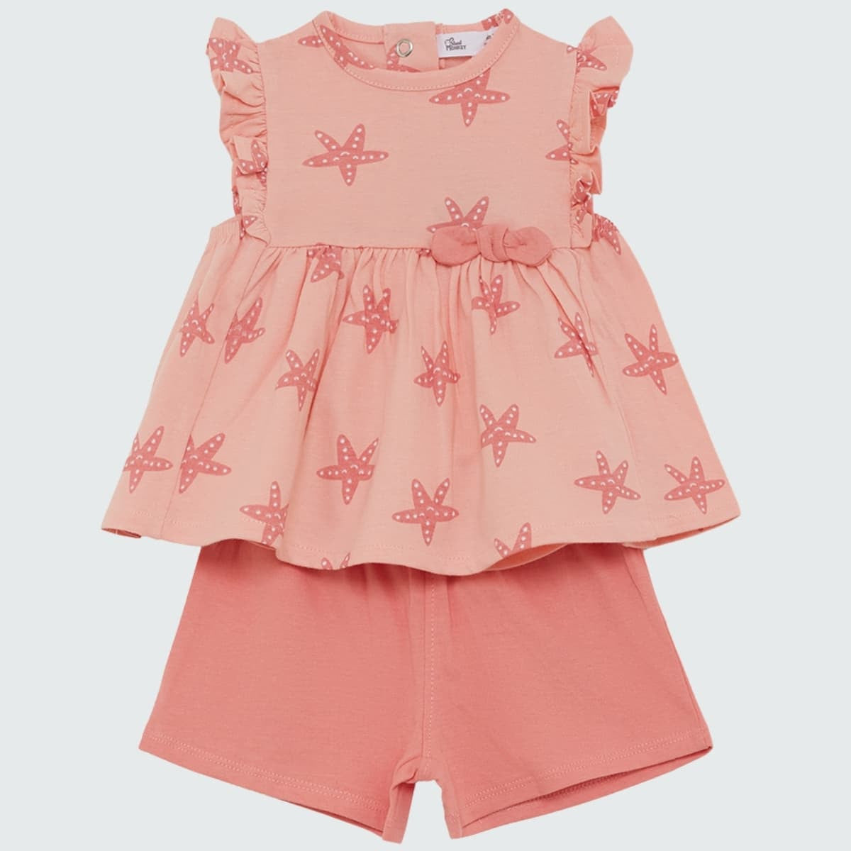 Conjunto Playa Bebé Coral – Algodón Verano Baño