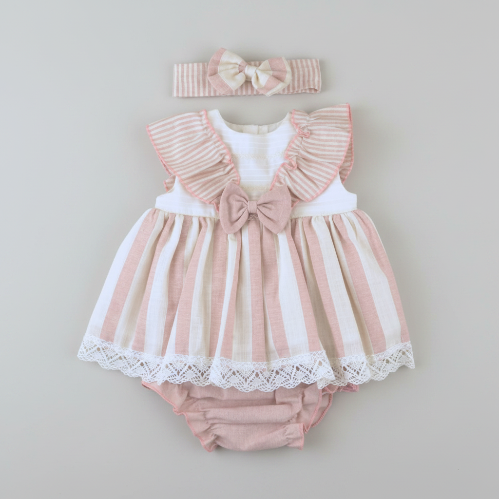 Conjunto Bebé Chambrita, Braguita y Cinta Listra