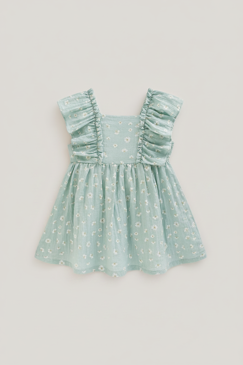 Vestido Margarita fondo gris perla