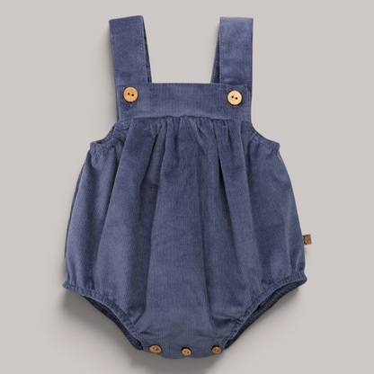 Peto Pampero de pana azul de NAVIA con tirantes y botones de madera para bebé