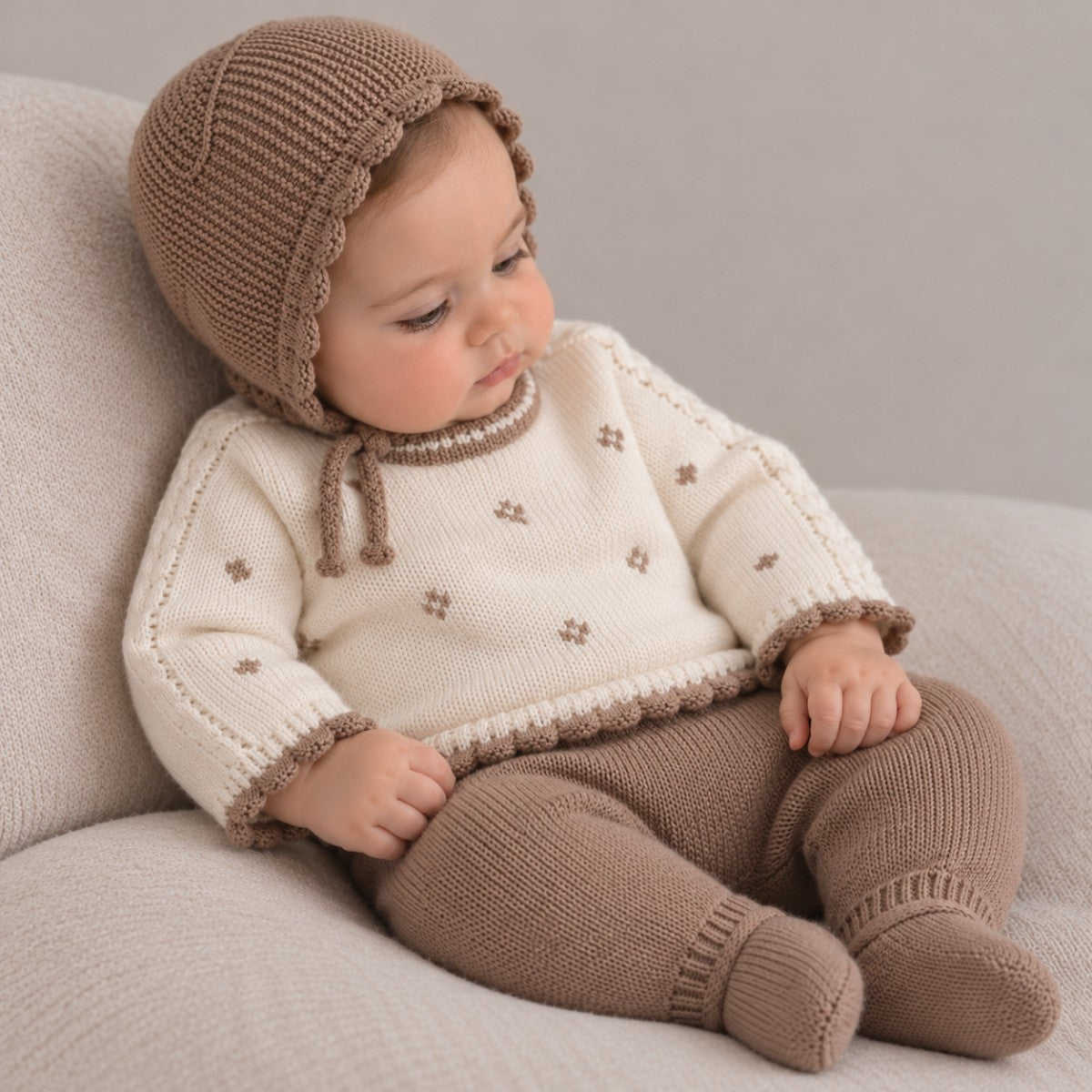 Conjunto de Lana 3 Piezas Jersey, Polaina y Gorro DON ALGODÓN
