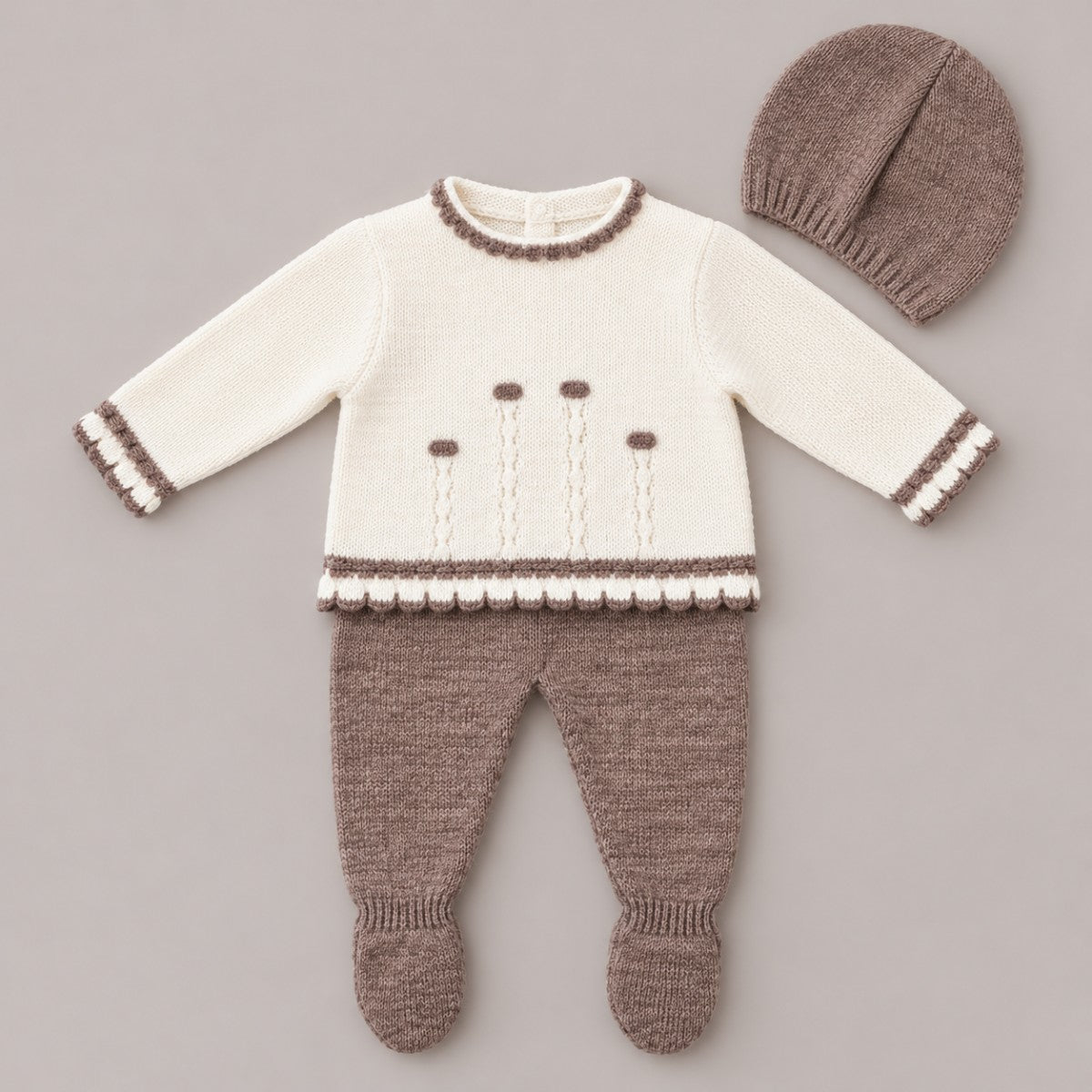 Conjunto de Lana 3 Piezas Jersey, Polaina y Gorro DON ALGODÓN