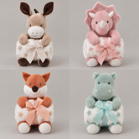 Pack Regalo Manta y Muñeco Animalitos GAMBERRITOS