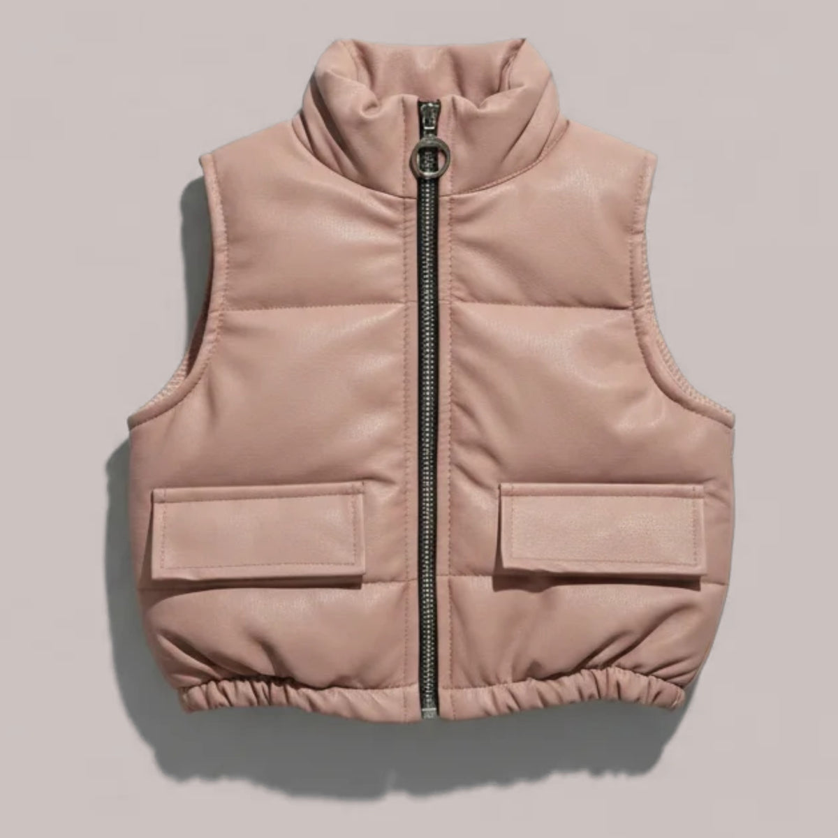 Chaleco Acolchado Polipiel Rosa