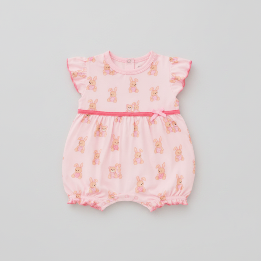 Pelele niña ositos crema rosa