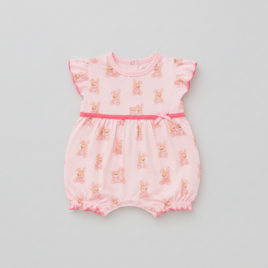 Pelele niña ositos crema rosa