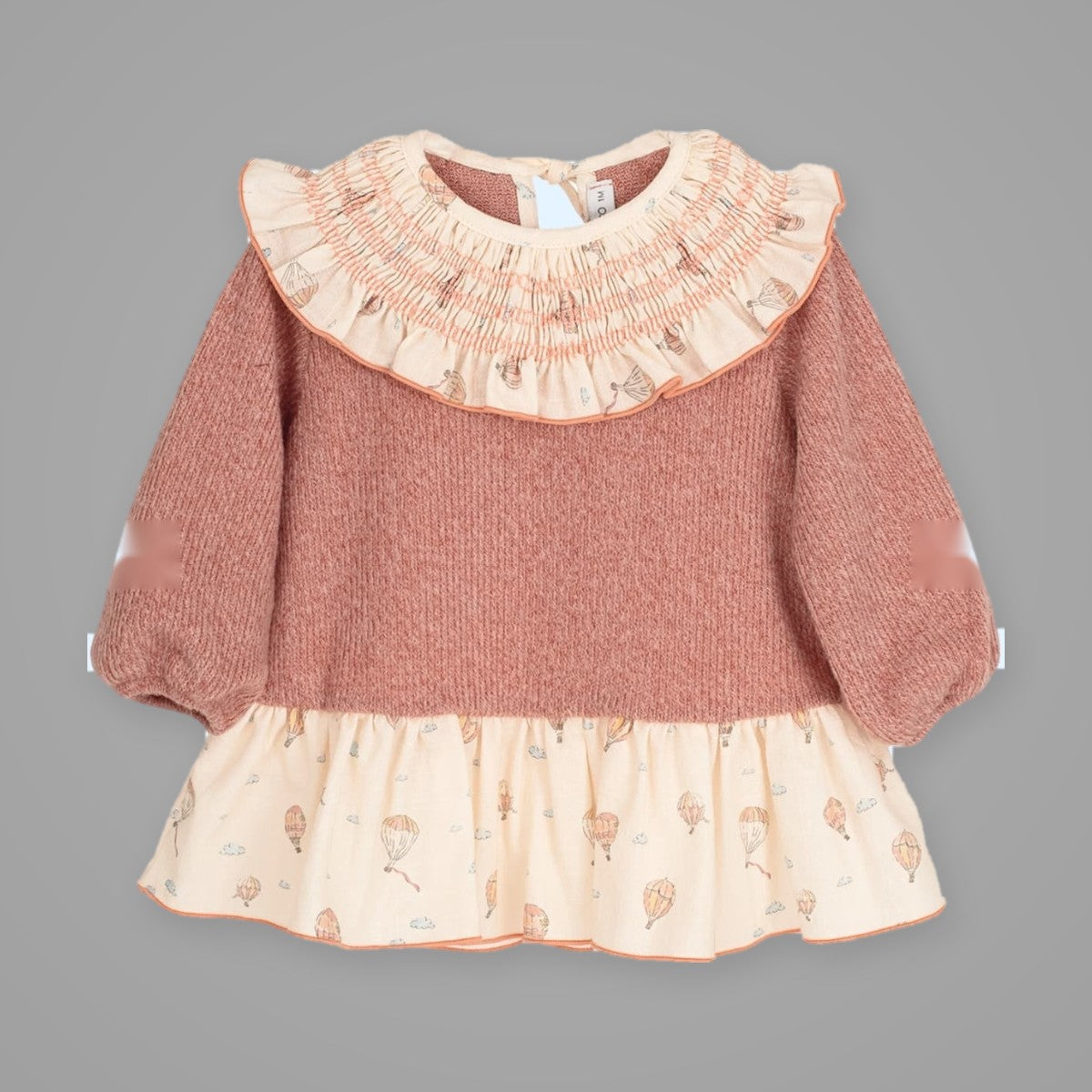 Vestido Anemoi de Punto Rosa con Cuello Smock CALAMARO