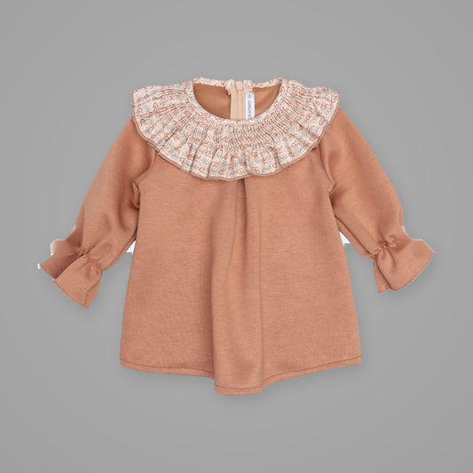 Vestido Meis Rosa Viejo con Cuello Smock CALAMARO